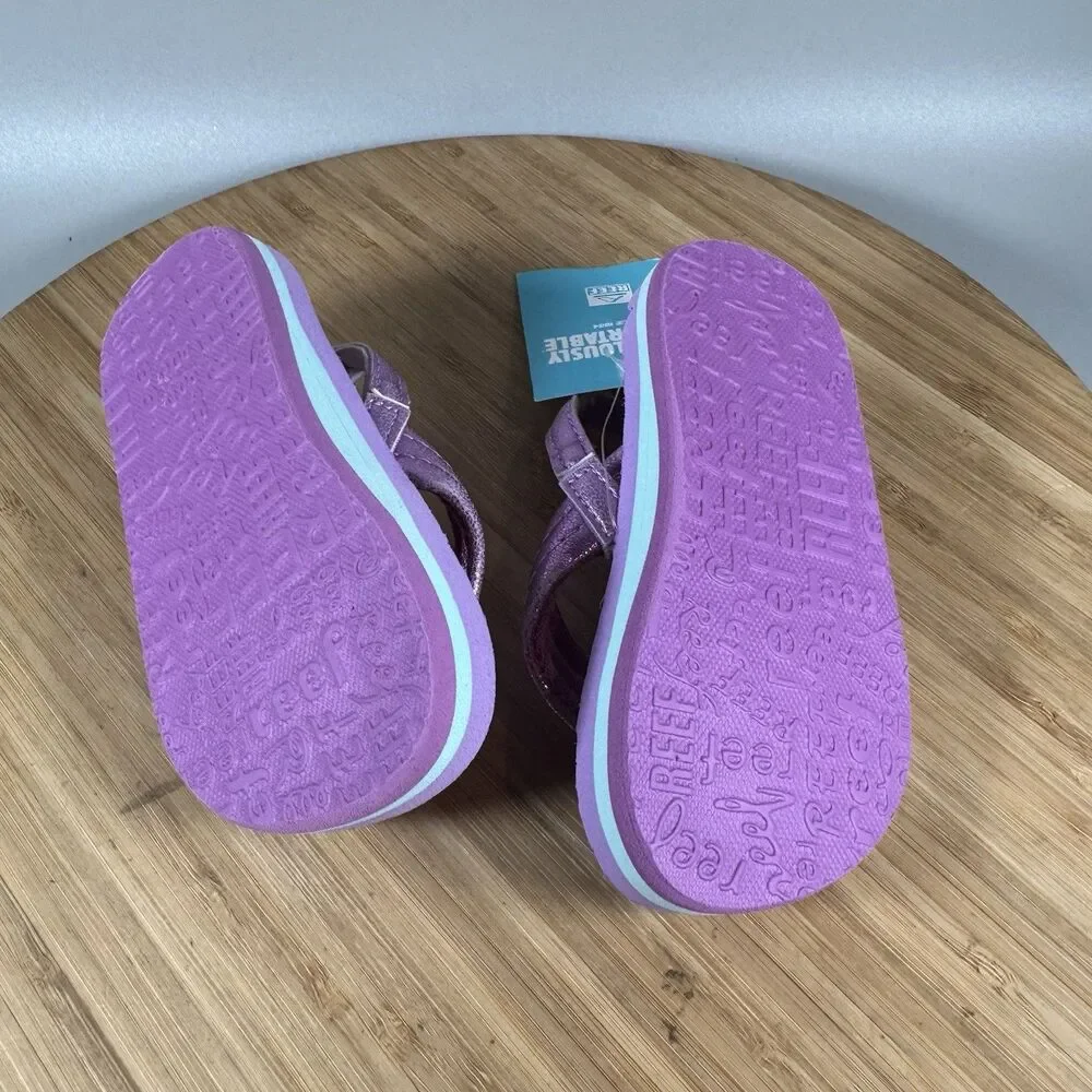 Reef Little‎ Ahi Sandals Purple Hearts Toddler Shoes Size 6 NWT